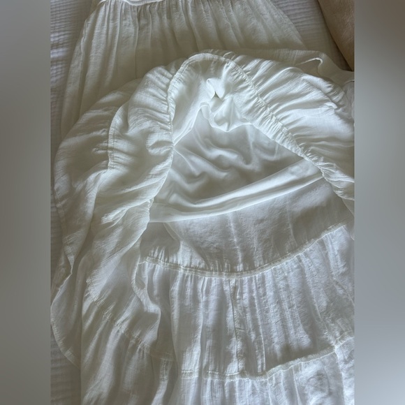 Speed Limit Flowy Boho Fairycore Cottagecore White Tie-Back Maxi Dress, Large - Picture 9 of 11